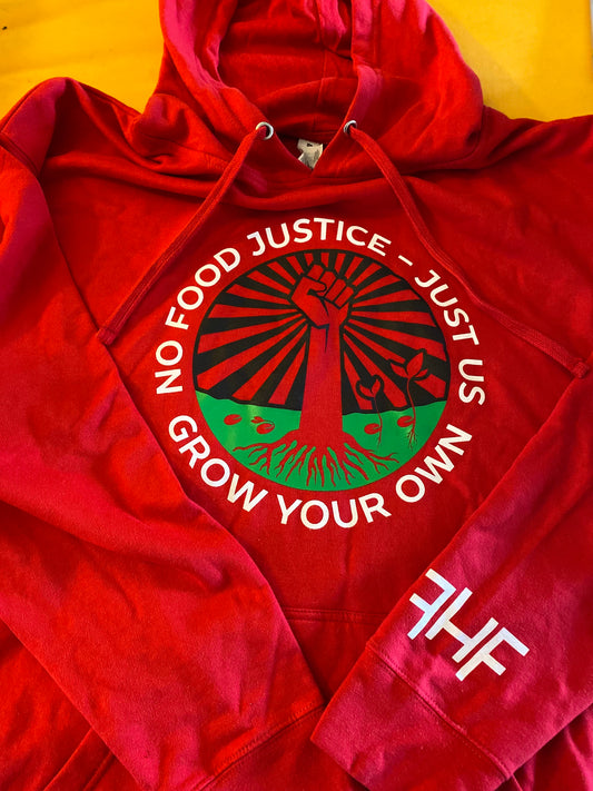 Grow Your Own Hoodies-Red w/ Red Drawstring